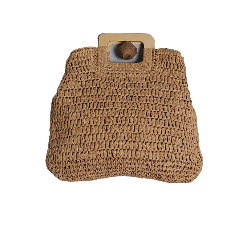 Basket bag with stylish wooden handle Bowlift