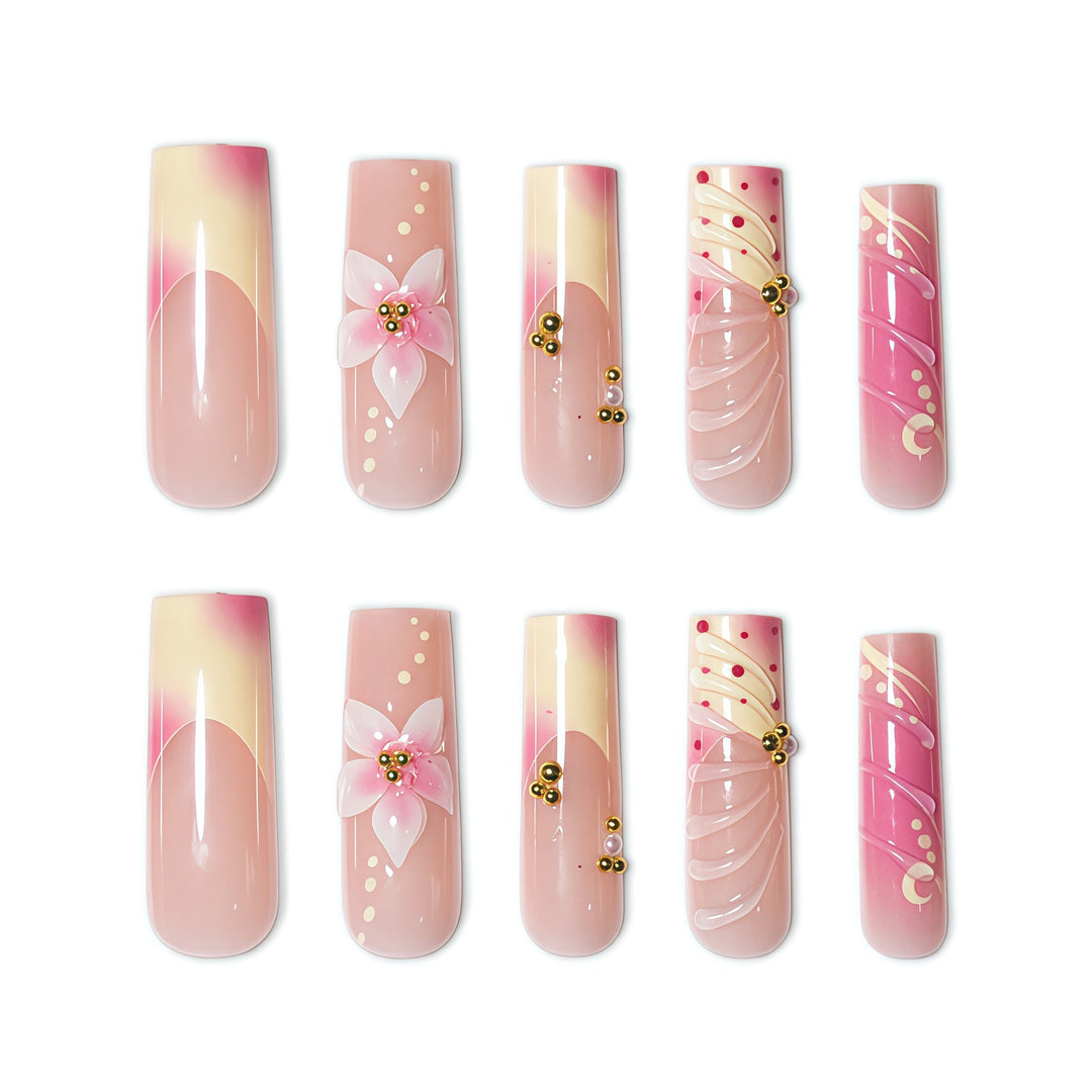 Floral Embellished Nail Extensions Bowlift