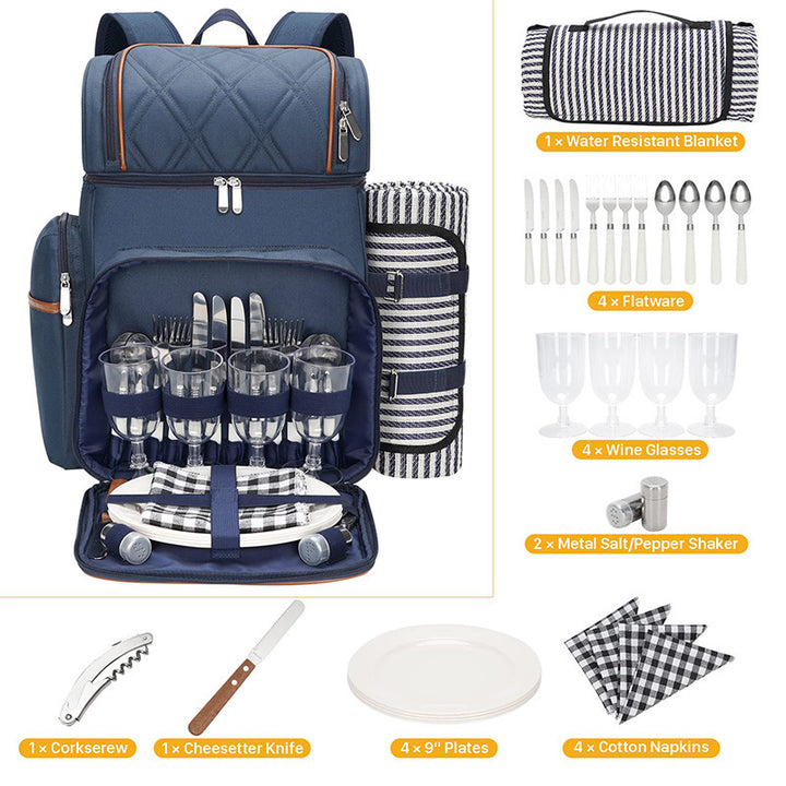 Picnic Backpack with Comprehensive Dish Set Bowlift