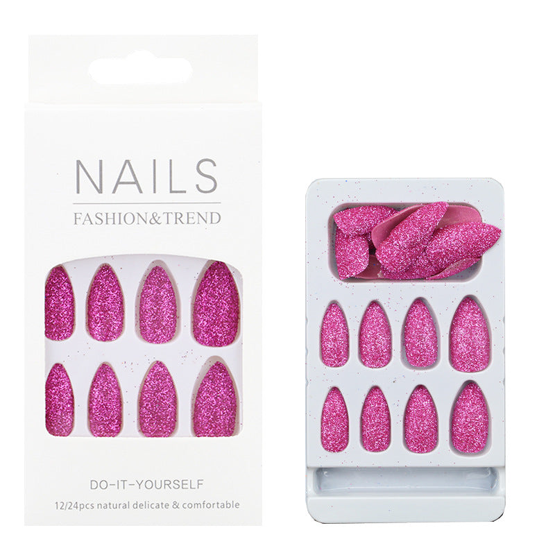 Glittering Almond-Shaped Press-On Nail Tips Bowlift