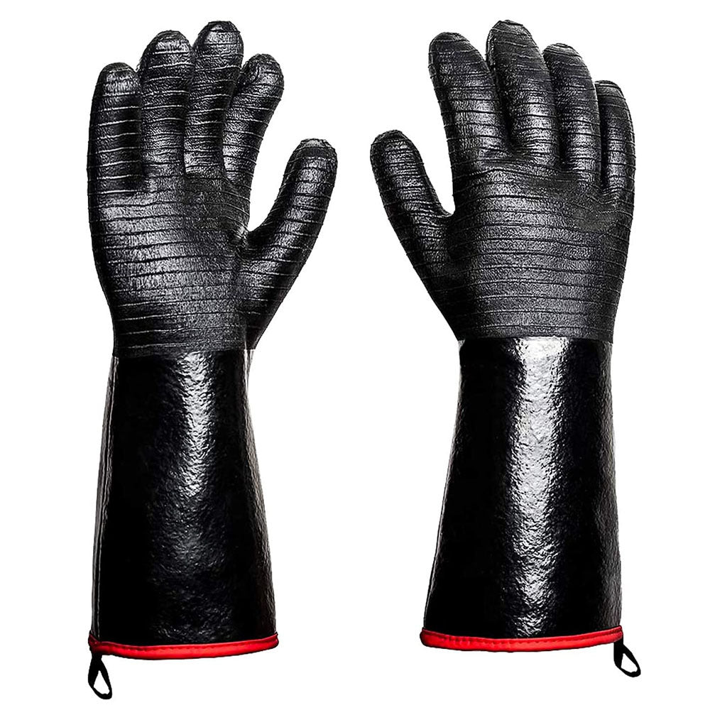 High Heat Resistant BBQ Gloves with Non Slip Silicone Grip and Extended Cuff for Grilling and Oven Use Bowlift