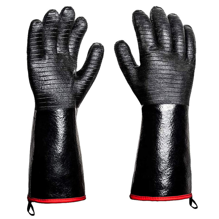 High Heat Resistant BBQ Gloves with Non Slip Silicone Grip and Extended Cuff for Grilling and Oven Use Bowlift
