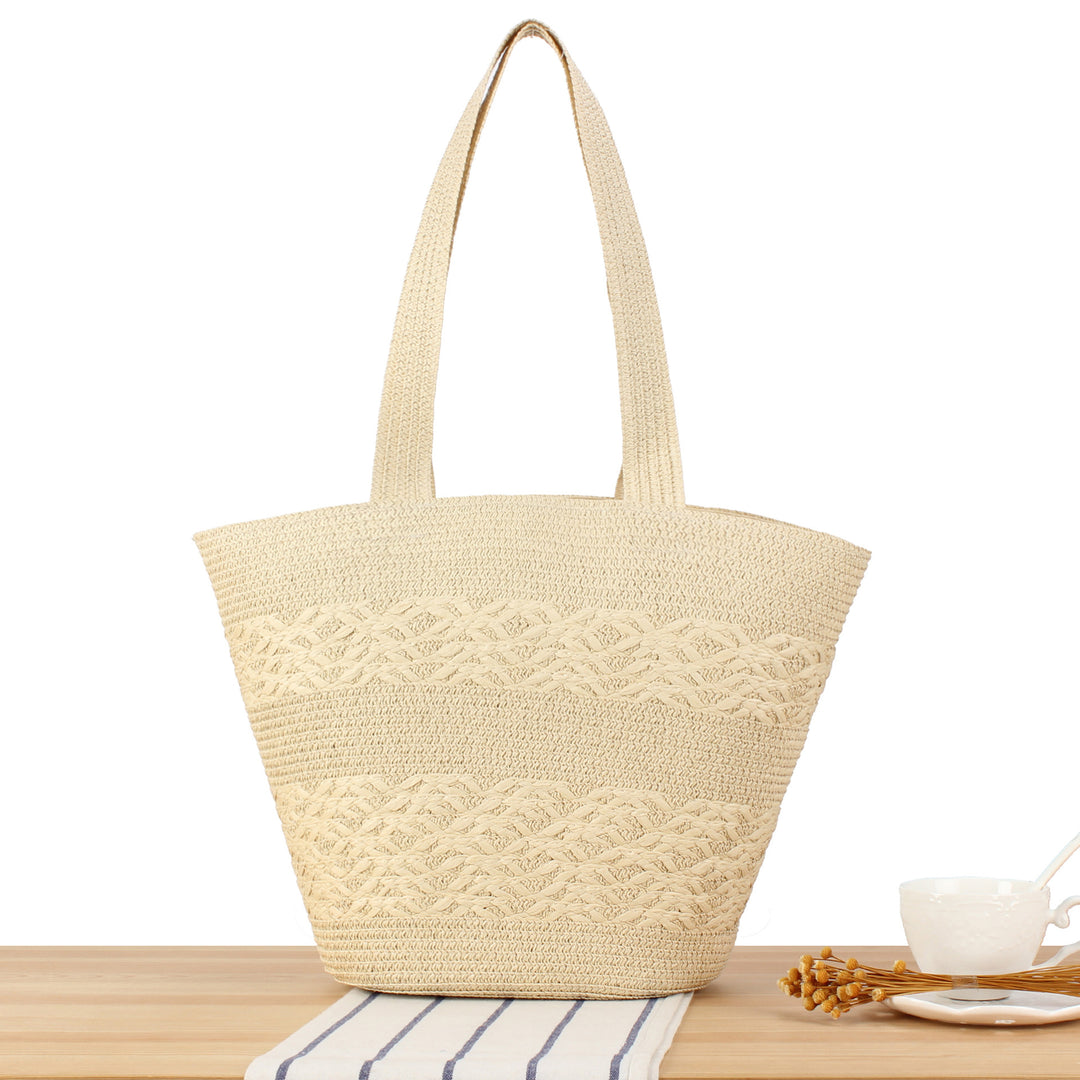 Stylish Woven Tote Bag with Elastic Shoulder Straps Bowlift