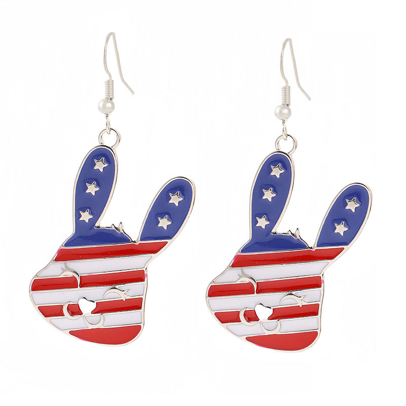Women's nan patriotic horseshoe enamel dangle earrings with star-accented design and fishhook findings Bowlift