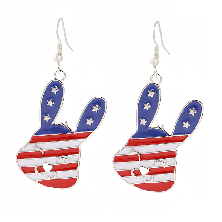 Ladies enamel earrings horseshoe with star stripe motif Bowlift