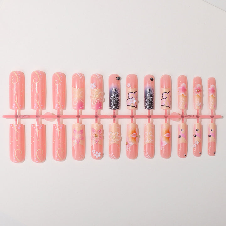 Floral Themed Press-On Nail Art Set Bowlift