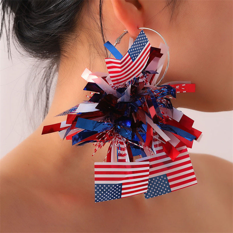 Unisex nan festive metallic tinsel pom pom hoop earrings Bowlift