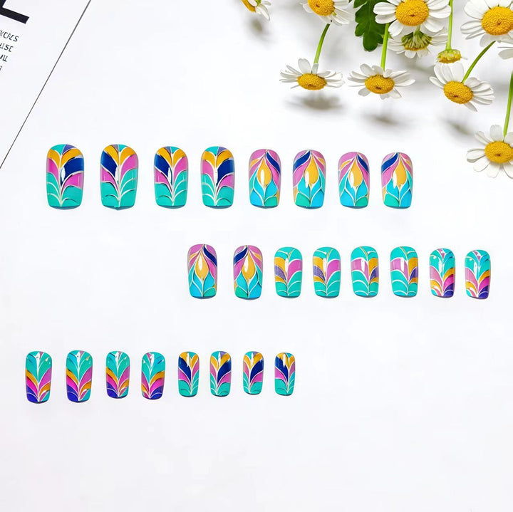 Artistic Colorful Leaf Design Nail Art Bowlift