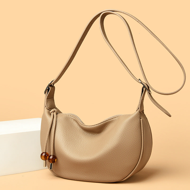 Casual Textured Leather Sling Bag Bowlift