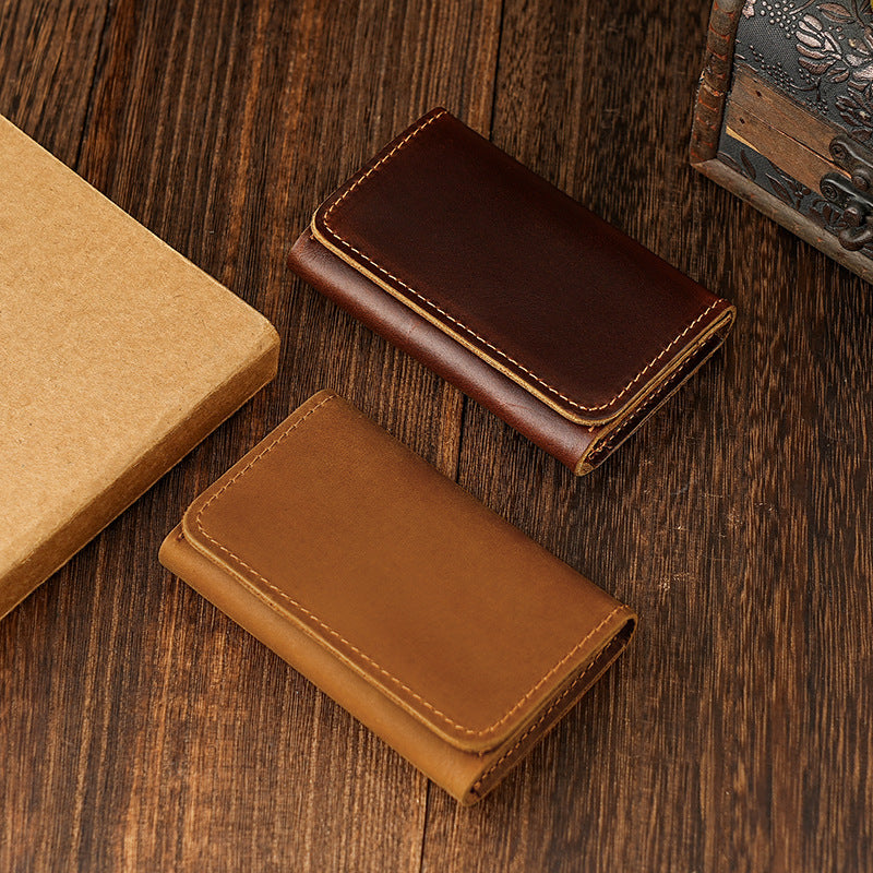 Full-Grain Leather Bifold Card Wallet with Coin Pocket Bowlift