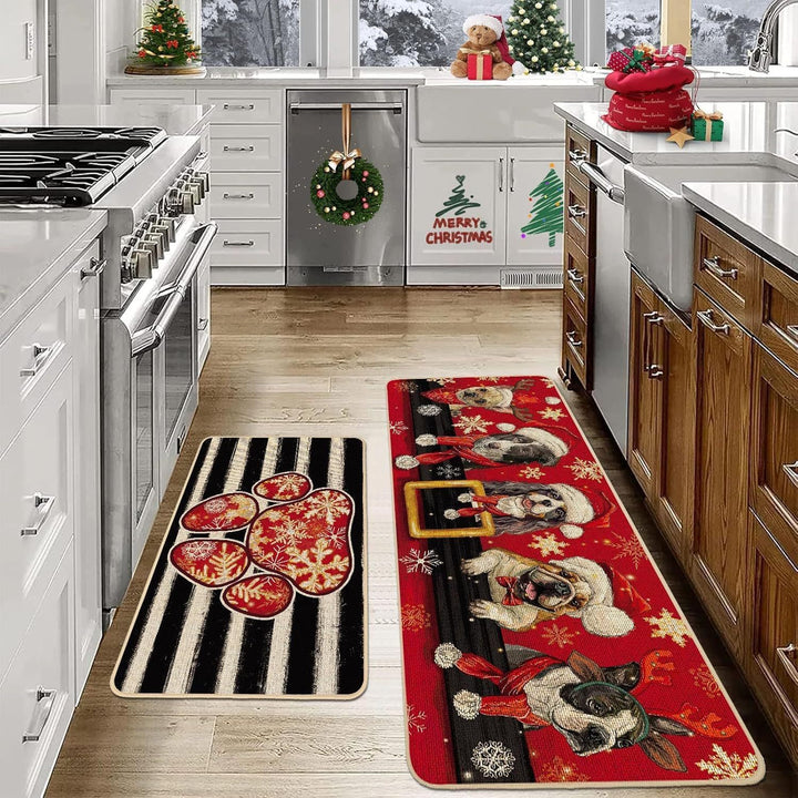 Festive Holiday Kitchen Runner Mat Bowlift