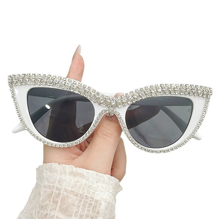 Glamorous Rhinestone-Embellished Shield Sunglasses Bowlift