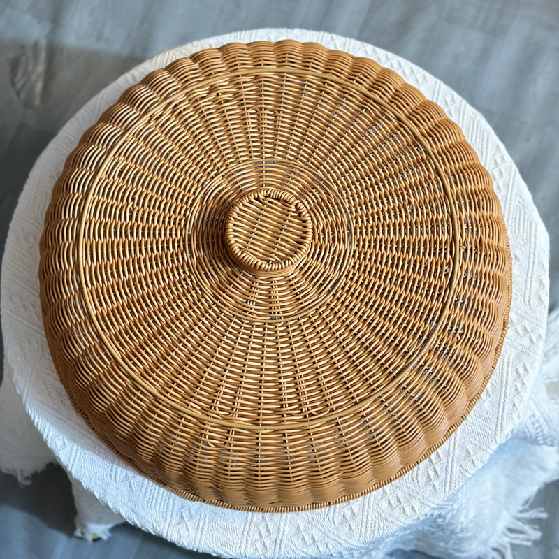 Handcrafted Round Woven Lidded Storage Basket Bowlift