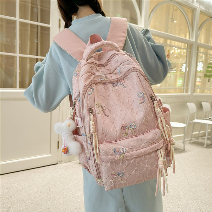 Quilted Bow-Detail Fashion Backpack Bowlift