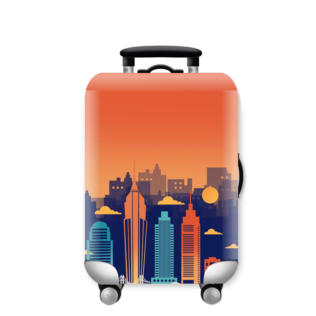 Unisex Hard Shell Travel Suitcase with Urban Skyline Design Bowlift