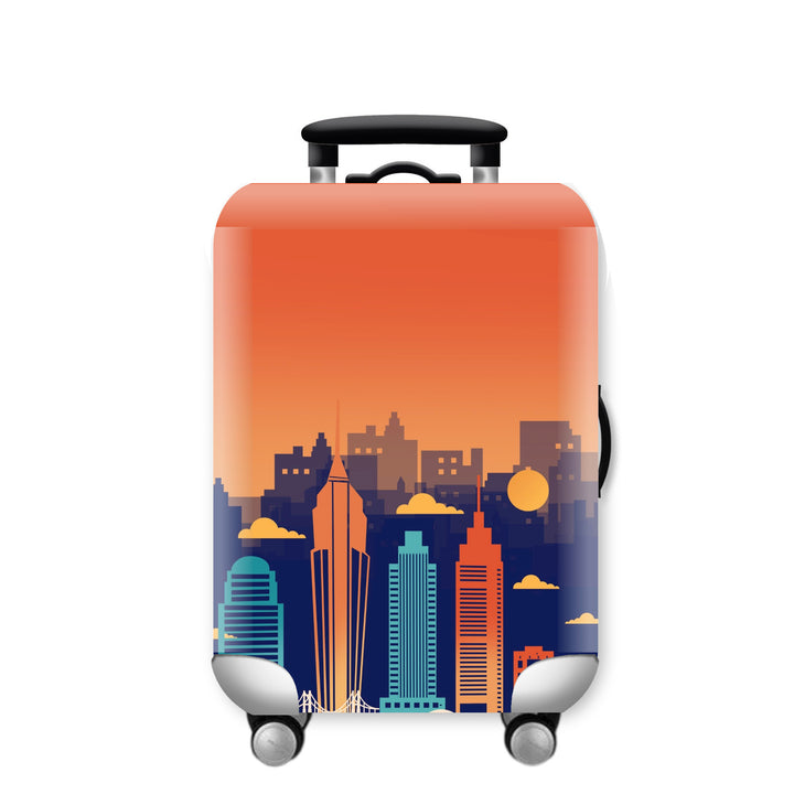 Unisex Hard Shell Travel Suitcase with Urban Skyline Design Bowlift