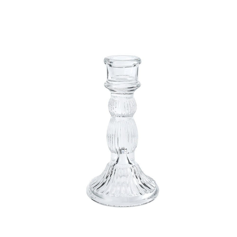 Tall Pressed Glass Decorative Candlestick Holder Bowlift