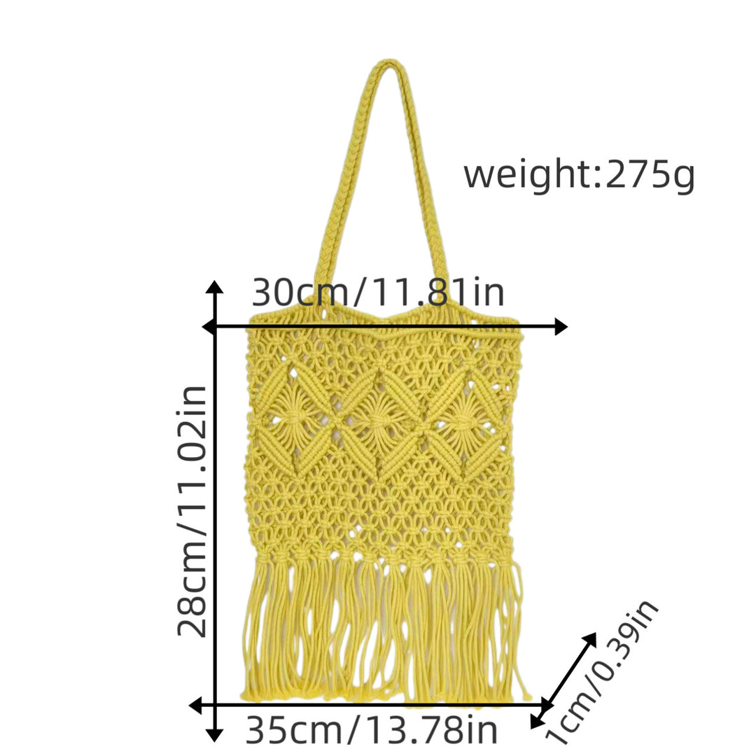 Macrame shoulder bag with fringed design Bowlift