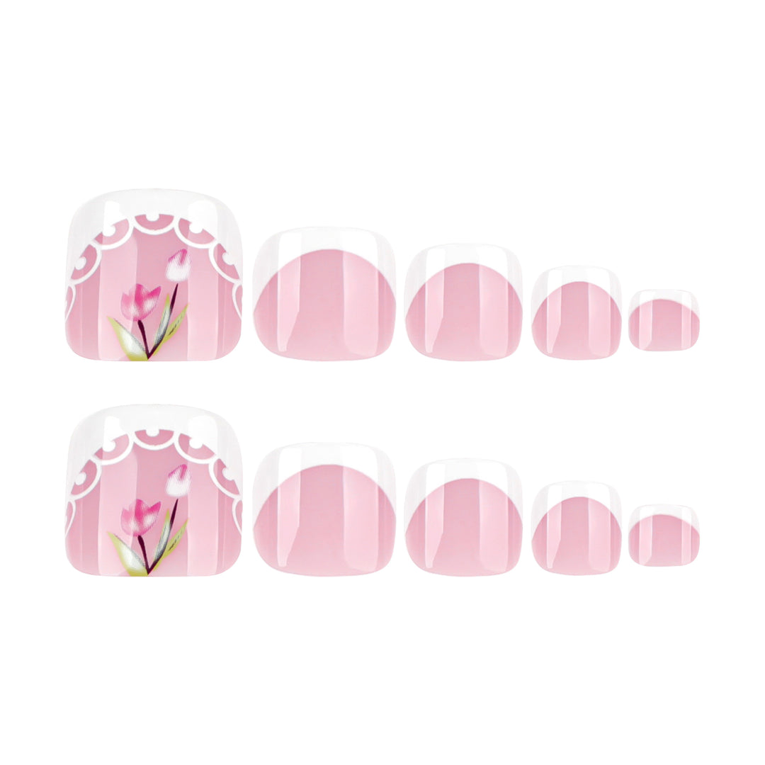 Artful toenail art in romantic floral design Bowlift