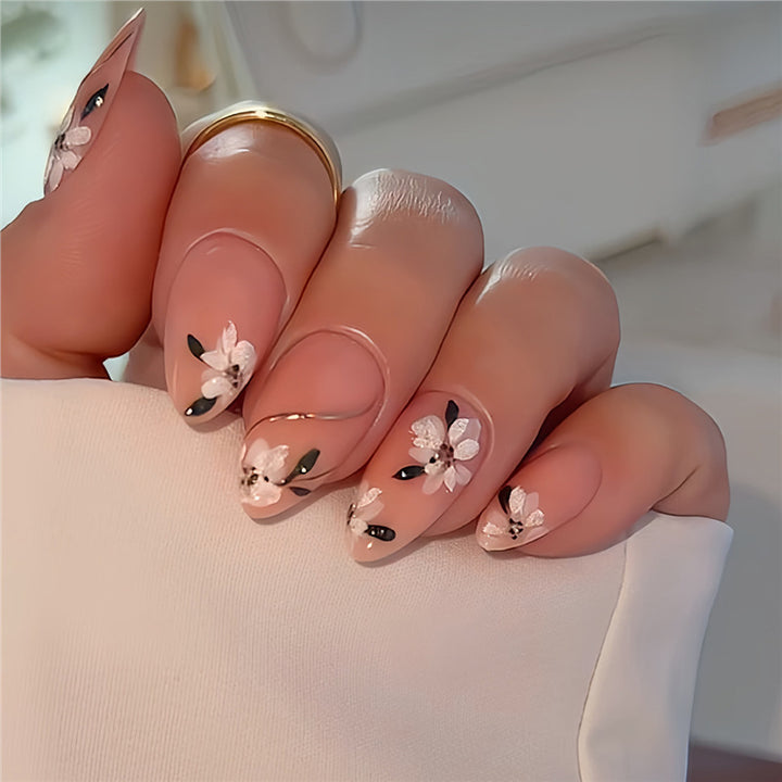 Floral Design Acrylic Nail Wraps Bowlift