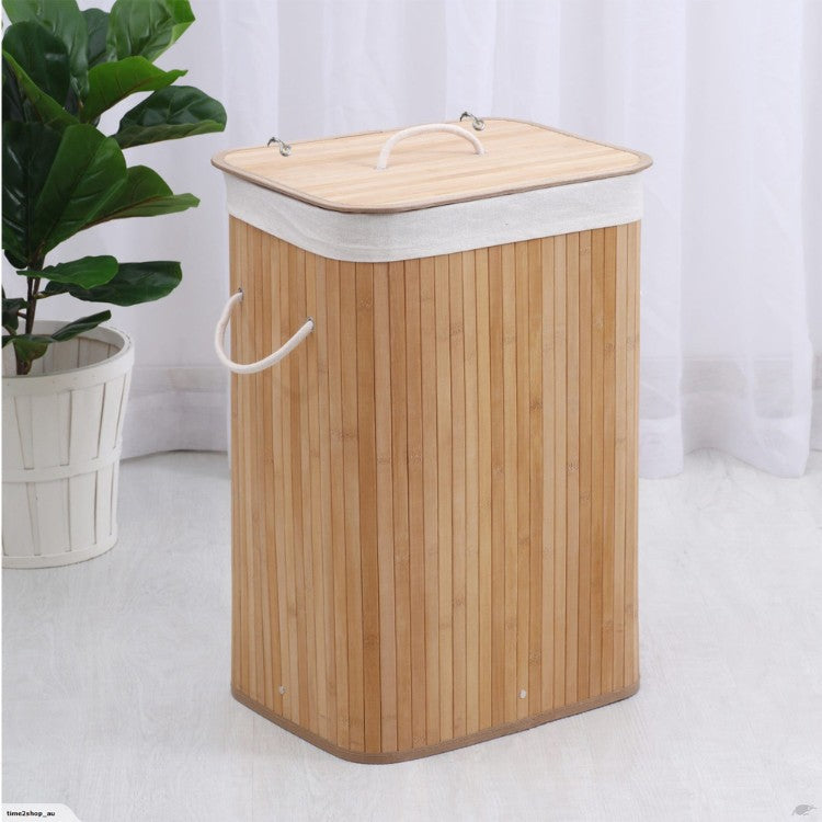 Laundry basket made of natural bamboo with removable cover Bowlift