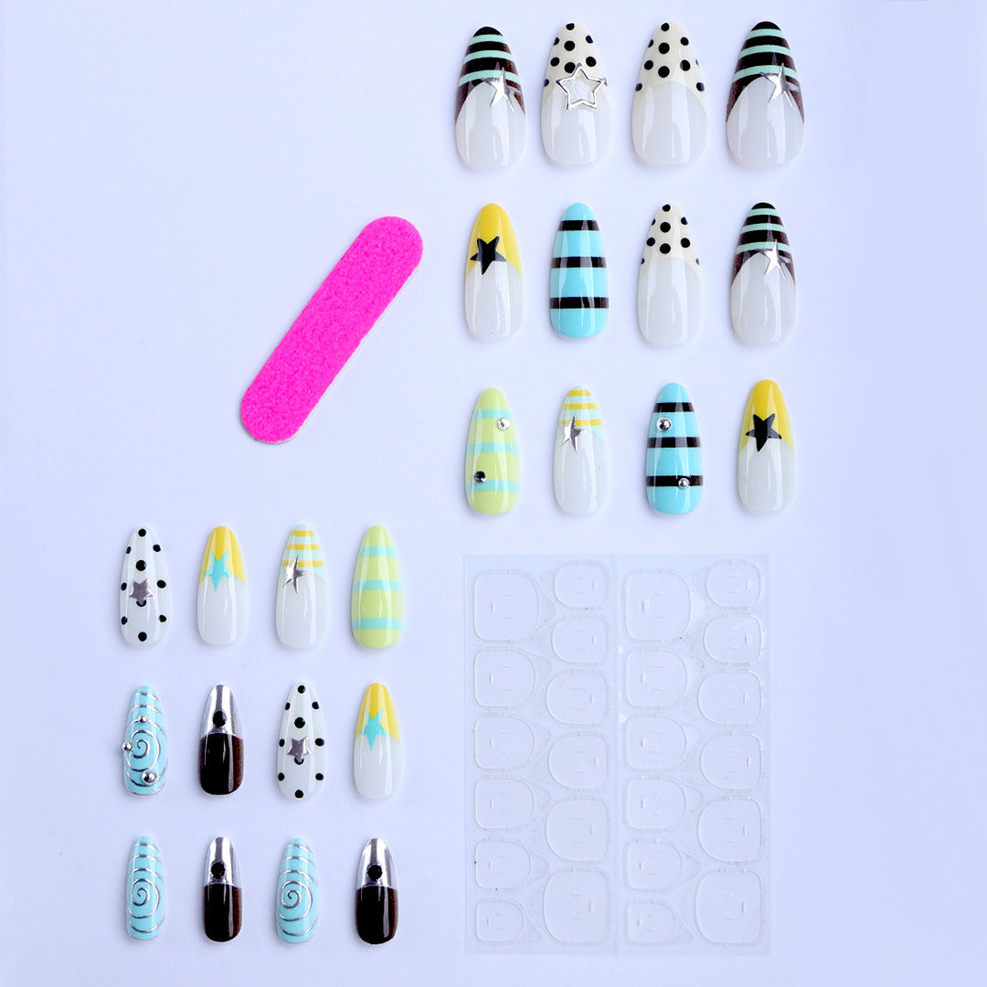 Stylish geometric accent artificial nails Bowlift