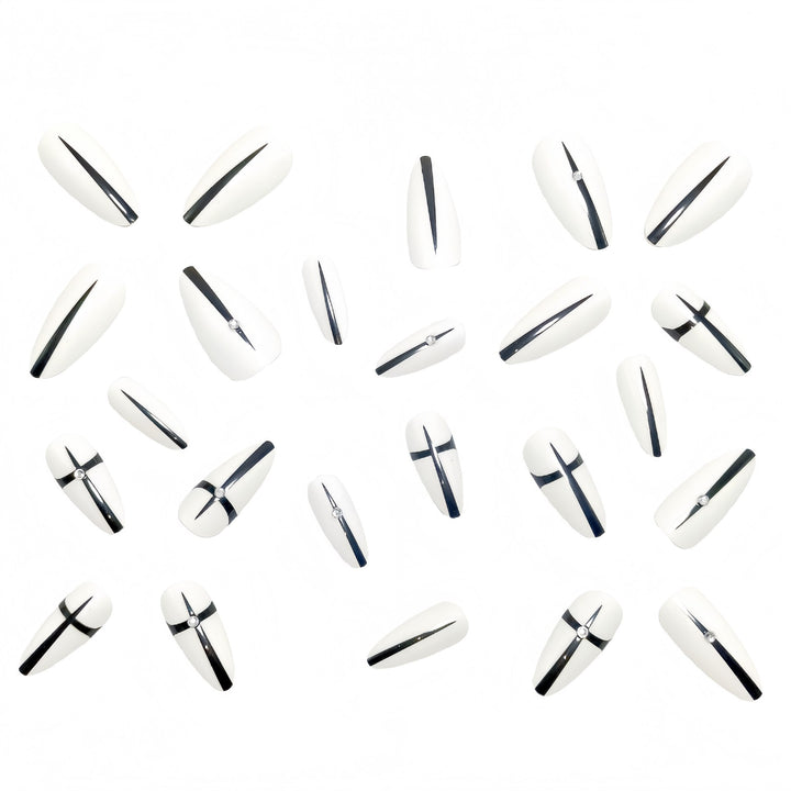 Artificial nails with modern geometric design Bowlift