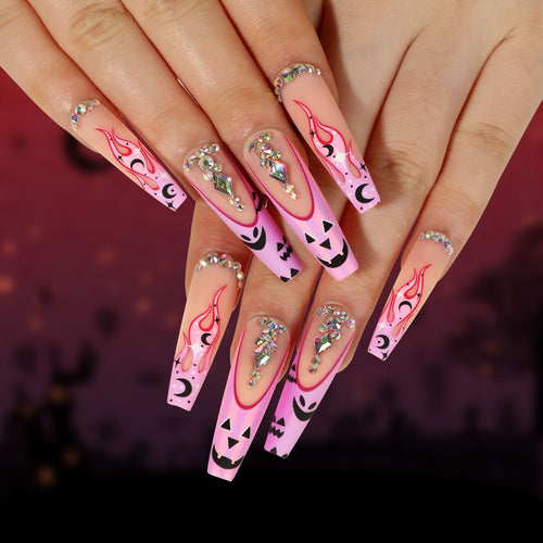 Artificial nail art with festive design and glitter variations Bowlift