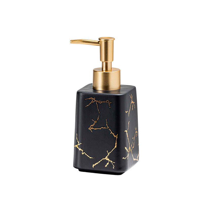 Luxury marble-effect ceramic soap dispenser with gold pump Bowlift