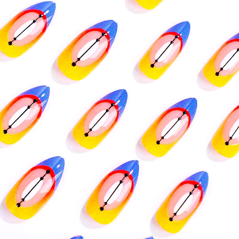 Creative artificial nails in modern geometric style Bowlift