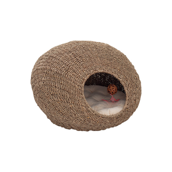 Handmade cat cave made from natural rattan Bowlift