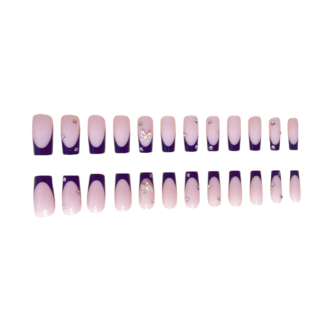 Elegant Butterfly Decorative Press-On Nail Extensions Bowlift