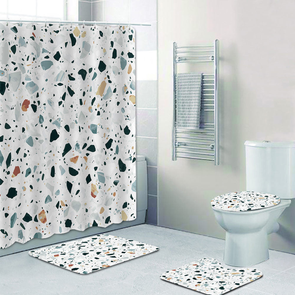 Stylish Terrazzo Print Shower Curtain Bowlift