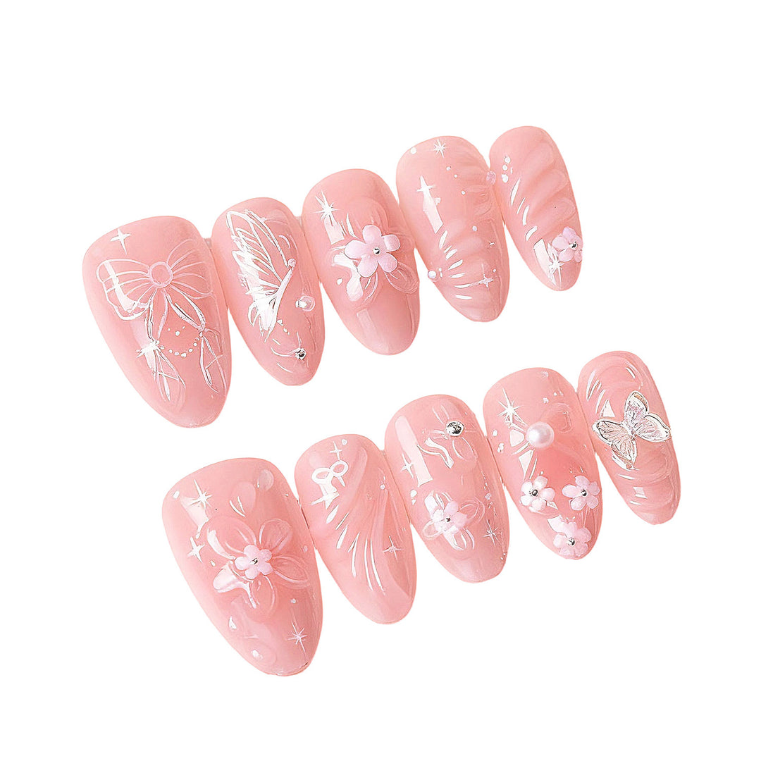 Decorative Floral Press-On Nail Art Set Bowlift
