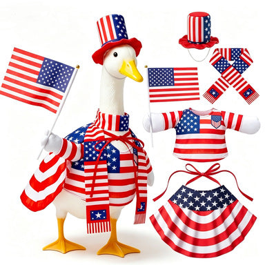 Unisex decorative fabric gander with patriotic costume and removable top hat Bowlift