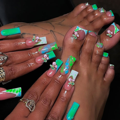 Artistic Nail Extension with Glitter Accents Bowlift