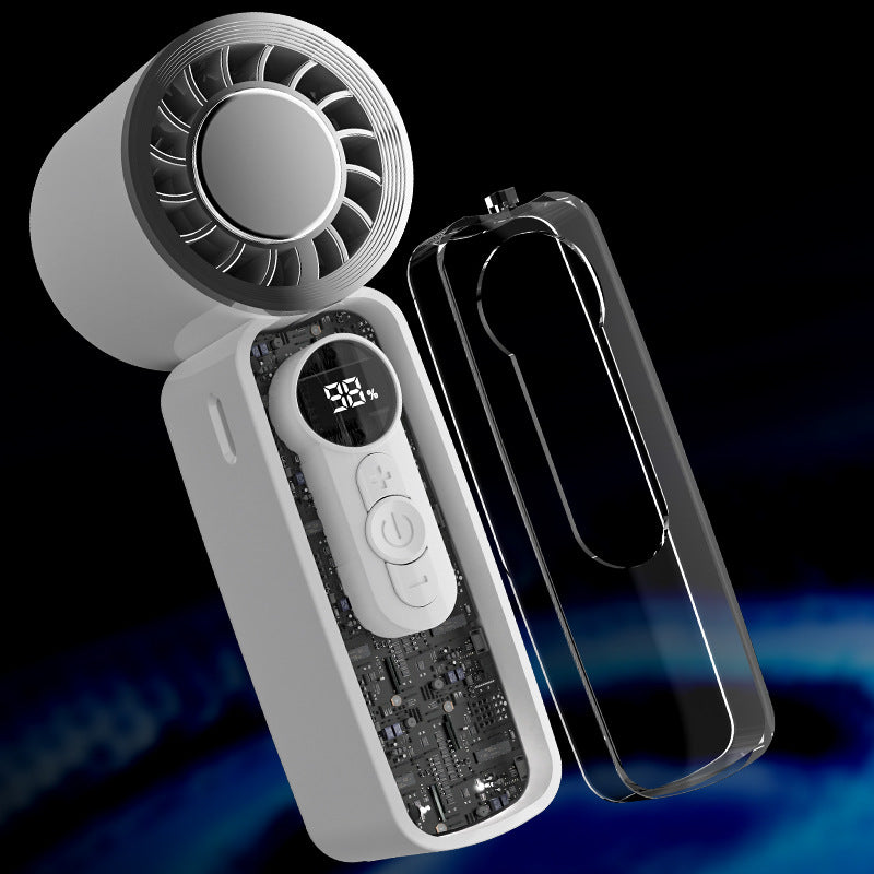 Unisex Portable Mini Dual Fan with LED Display and USB Charging Bowlift