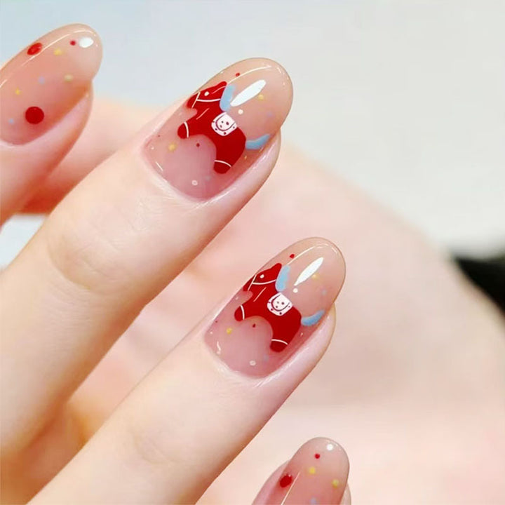 Whimsical Bunny-Themed Press-On Nail Art Set Bowlift