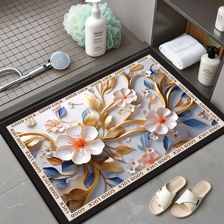 Floral Patterned Comfort Bath Mat Bowlift
