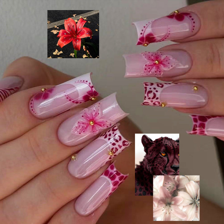 Artistic Floral Design Press-On Nail Set Bowlift
