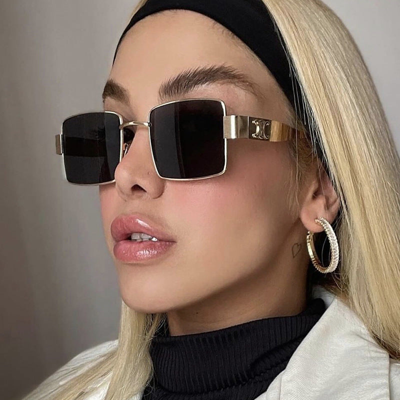 Women's fashionable rectangular sunglasses with high-quality metal frame and polarized lenses Bowlift