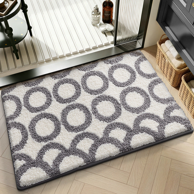 Plush Geometric Pattern Bath Mat