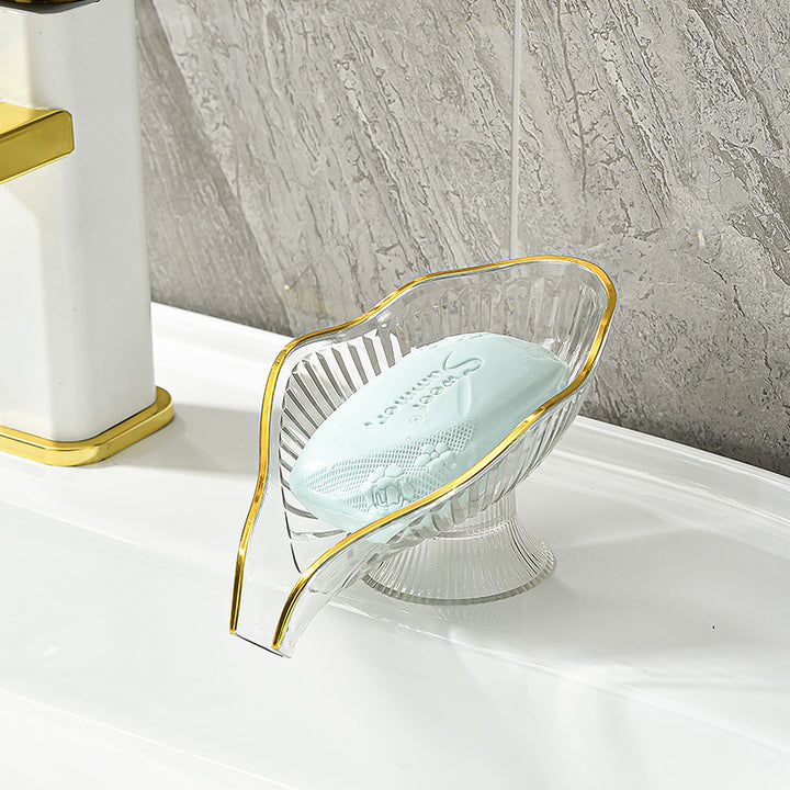 Elevated drainage acrylic soap dish with ribbed pedestal and sloped water channel Bowlift
