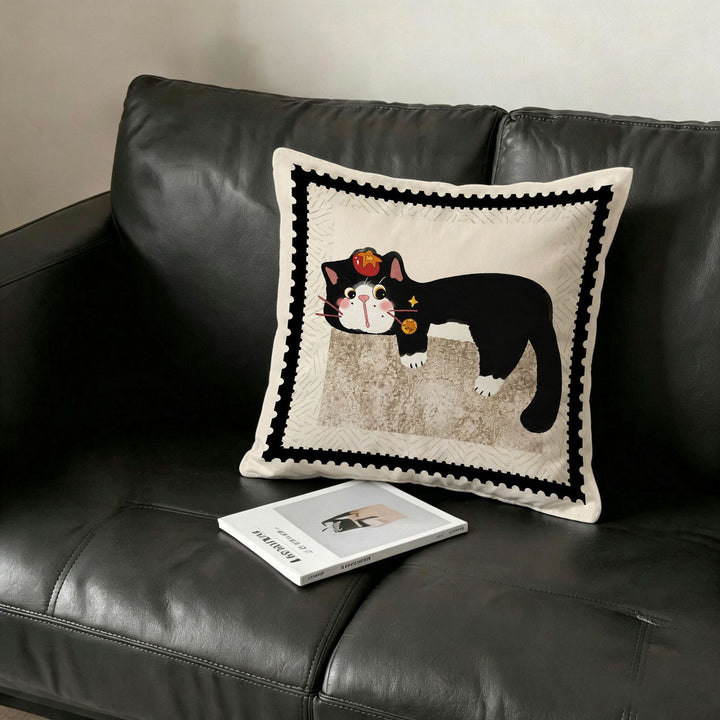 Cartoon Cat-Themed Decorative Throw Pillow  1791470161