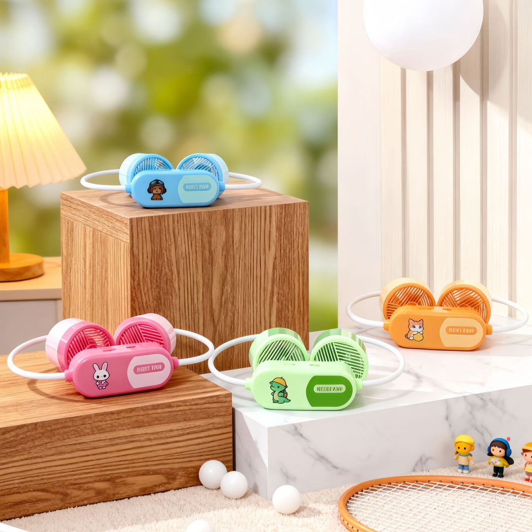 Women's Wearable Neck Fan with Flexible Hose and Animal Design Bowlift