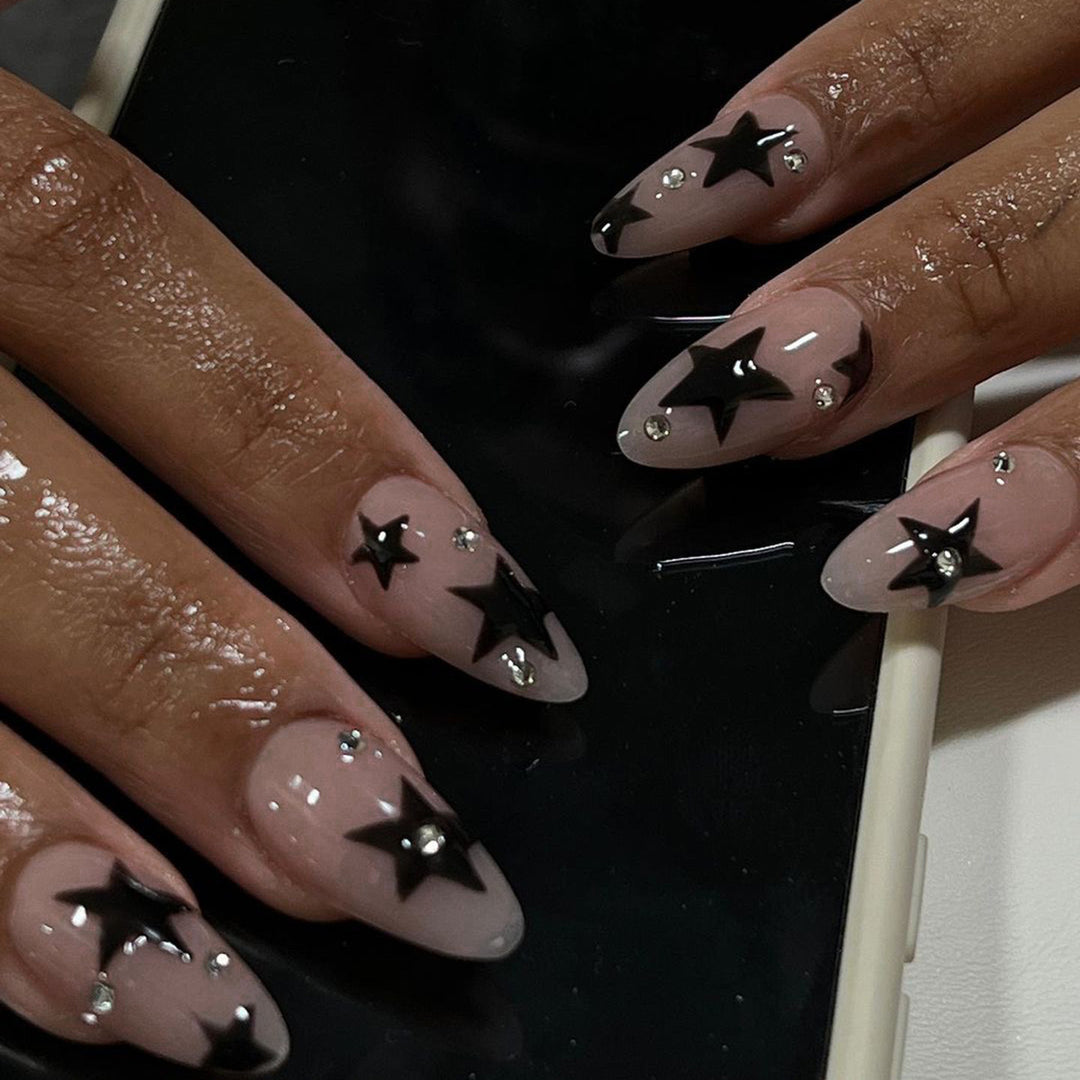 Star-Embellished Stiletto Nail Art Extensions Bowlift