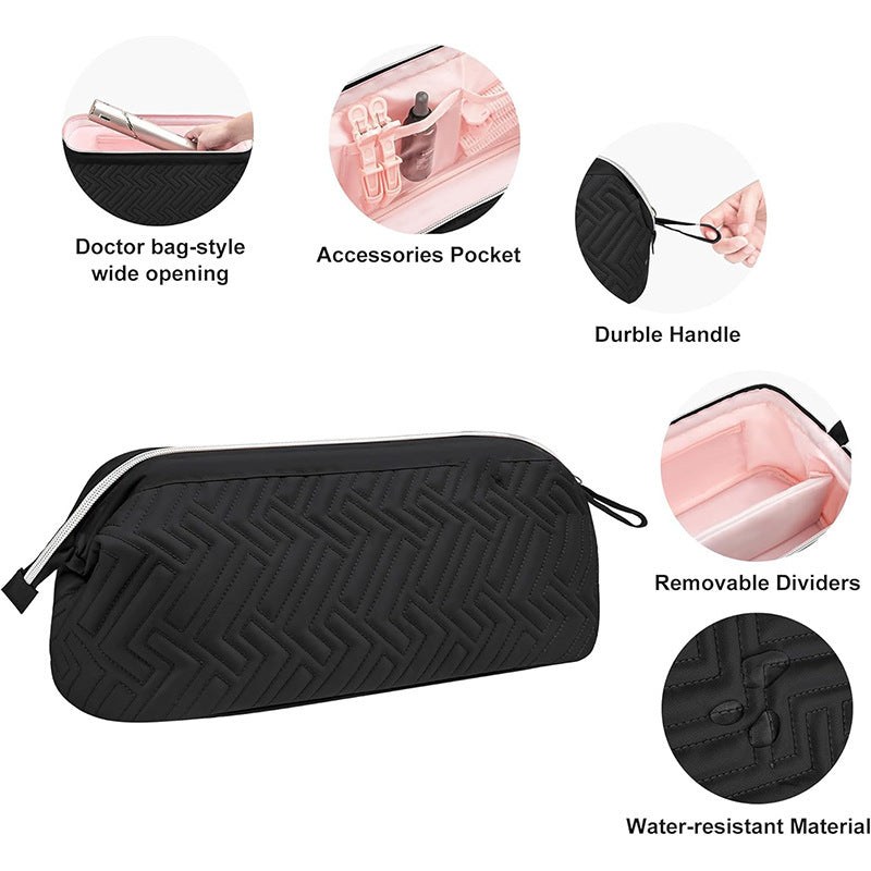 Cosmetic bag with multiple compartments and water-repellent inner lining Bowlift