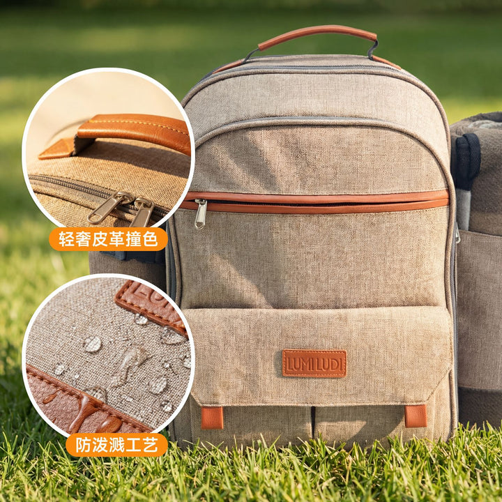 Ladies picnic backpack with extensive dish set and insulated cooling function Bowlift