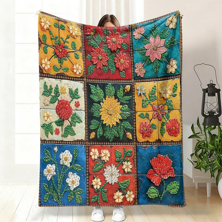 Decorative Floral Art Throw Blanket