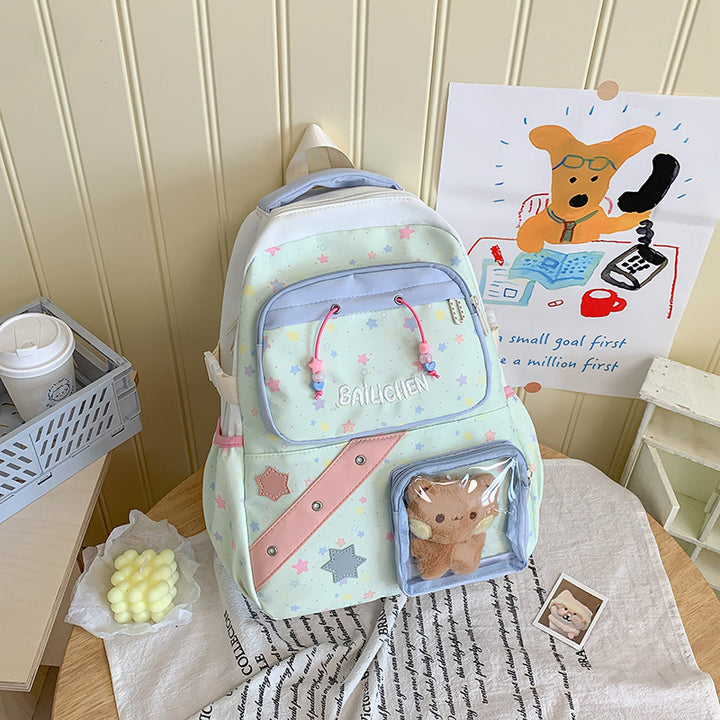 Playful Starry Patterned School Backpack